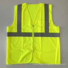Veste de sécurité antidérapante ANSI 107 en coton fluorescent avec fermeture à glissière avec poches de qualité bande réfléchissante